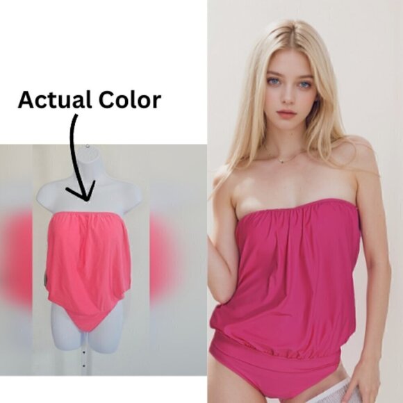 Other - 51.🆕Large Chartou Collection Stretch Strapless Pink Bandeau  Swim Suit